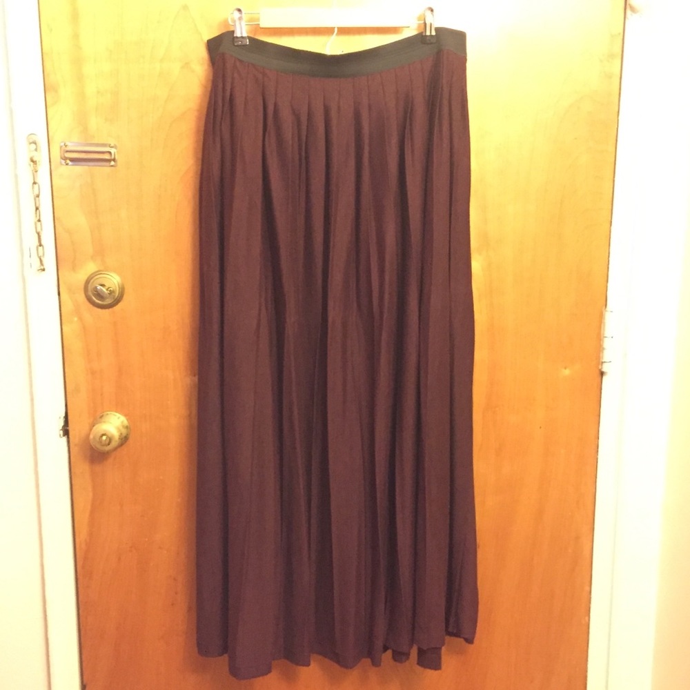 LOFT burgundy pleated maxi skirt